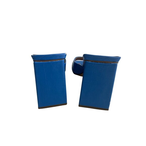 EXPRESS Snake Embossed Blue Periwinkle Block Heels Size 8 - Picture 10 of 10